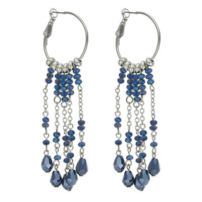 Designer blue bead hoop drop earring